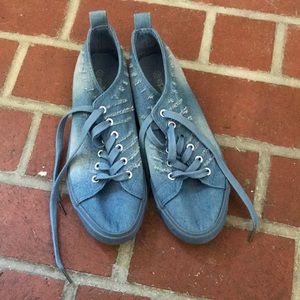 Slightly worn jean shoes